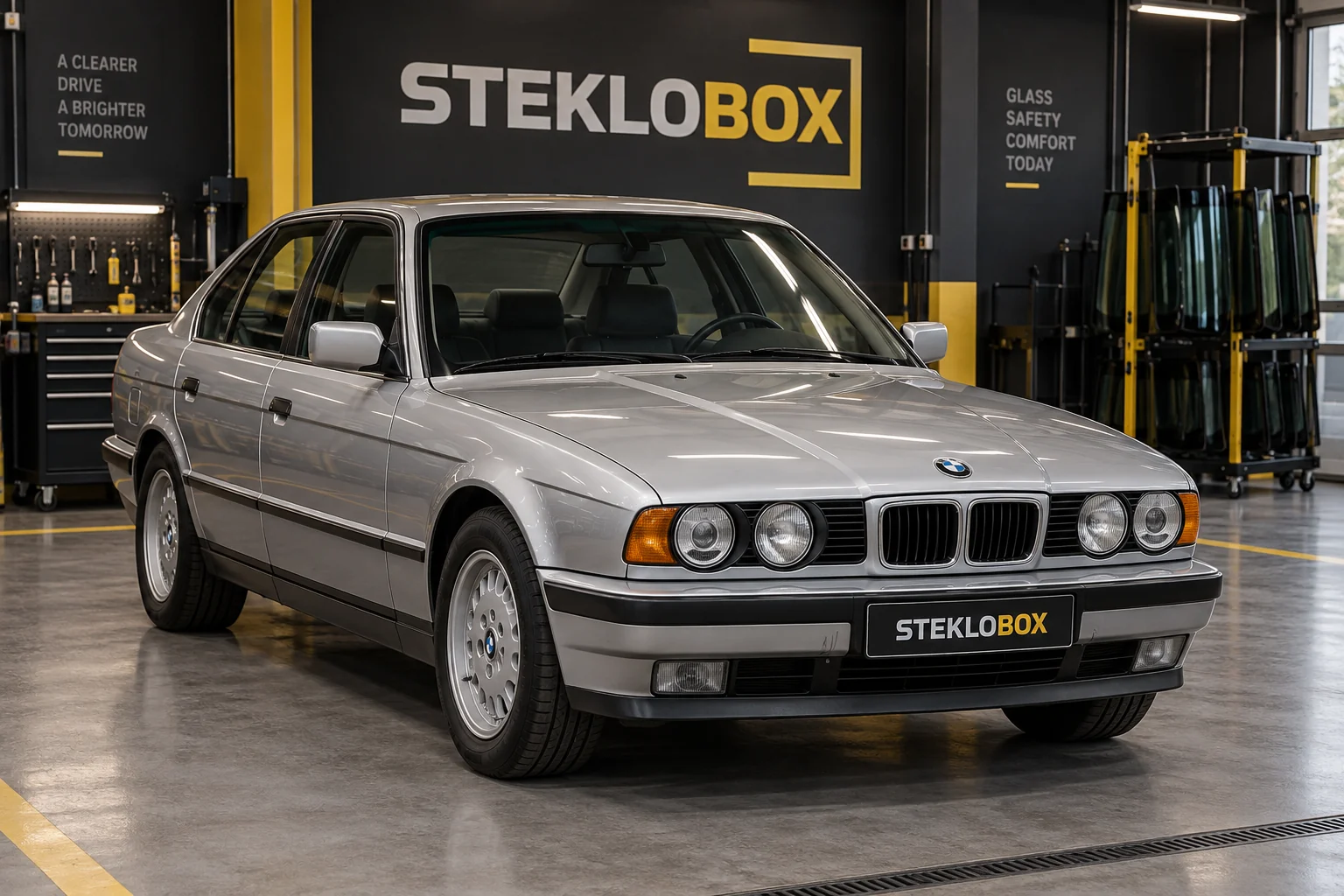 BMW 5-Series E34 в установочном центре STEKLOBOX