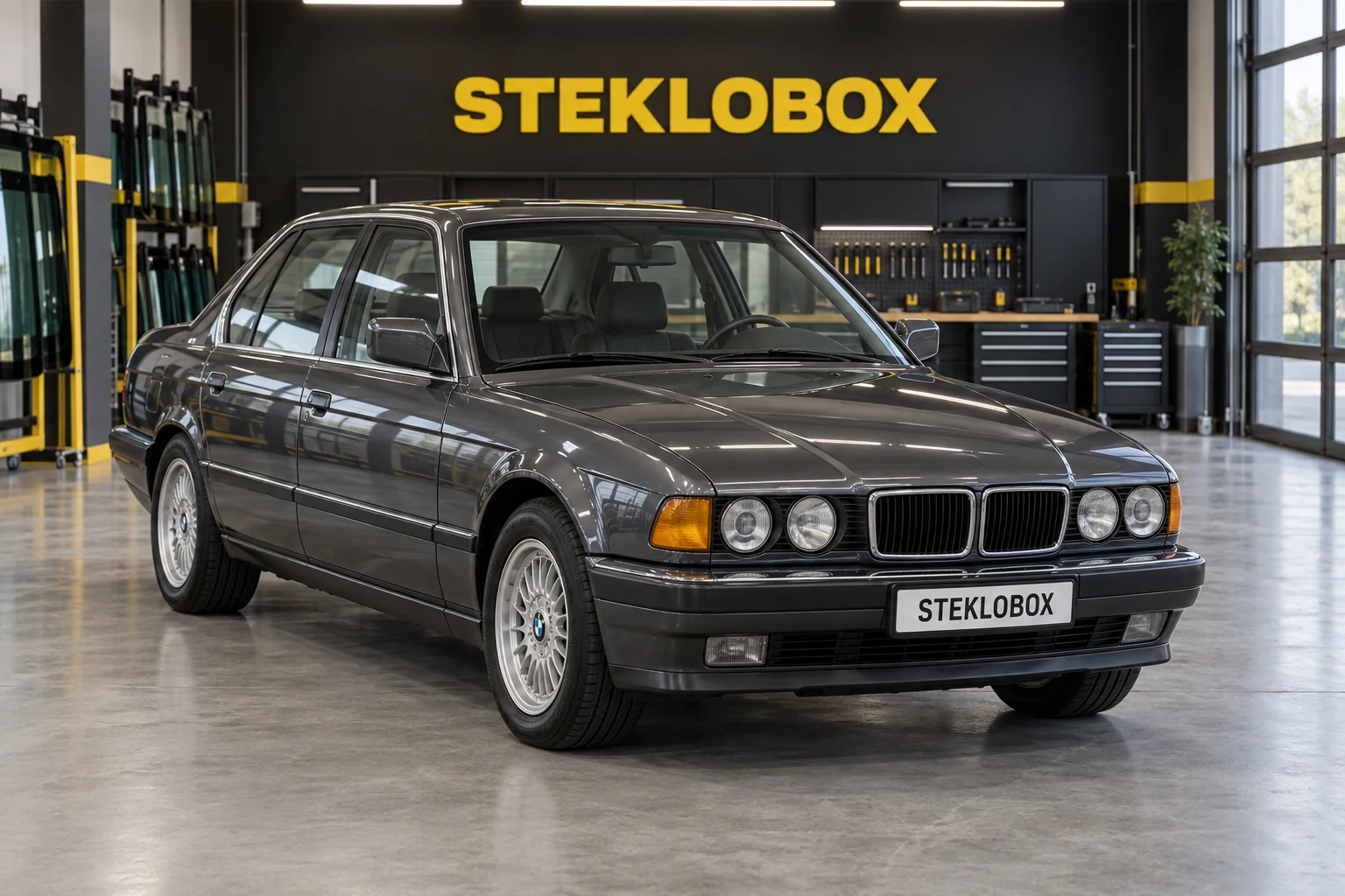 BMW 7-Series E32 в установочном центре STEKLOBOX