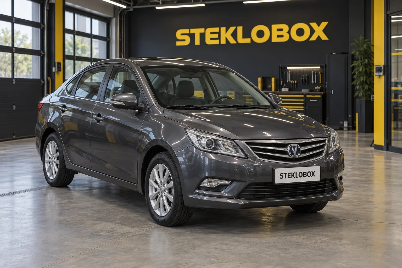 Changan Eado в установочном центре STEKLOBOX