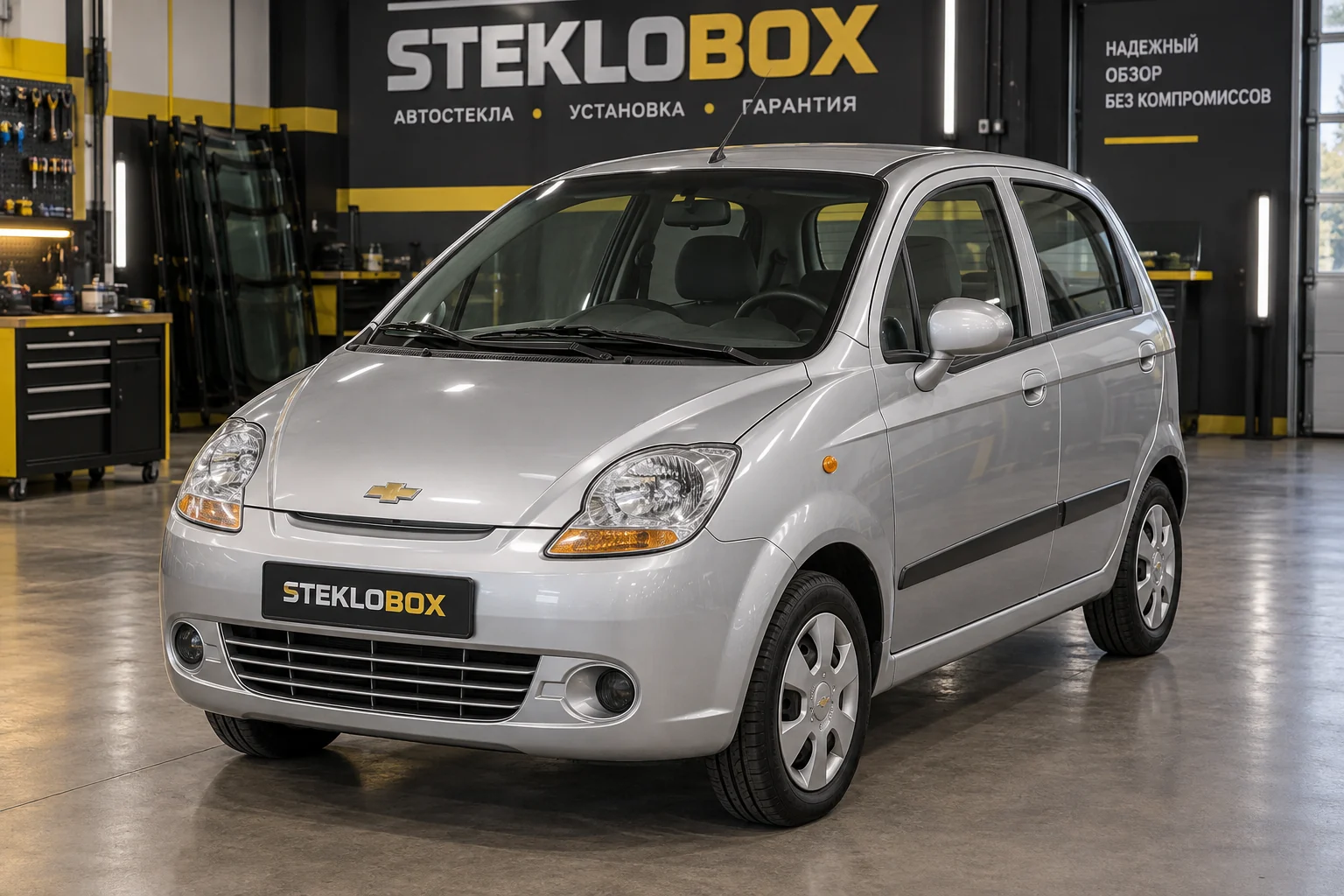 Chevrolet Spark II в установочном центре STEKLOBOX