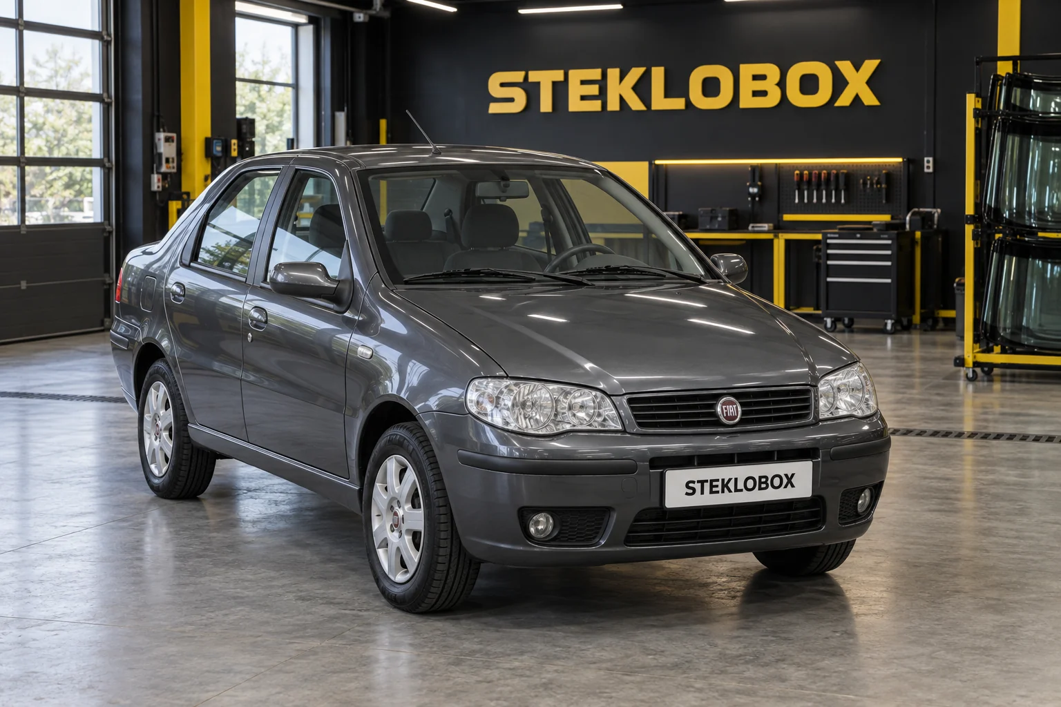 Fiat Albea в установочном центре STEKLOBOX
