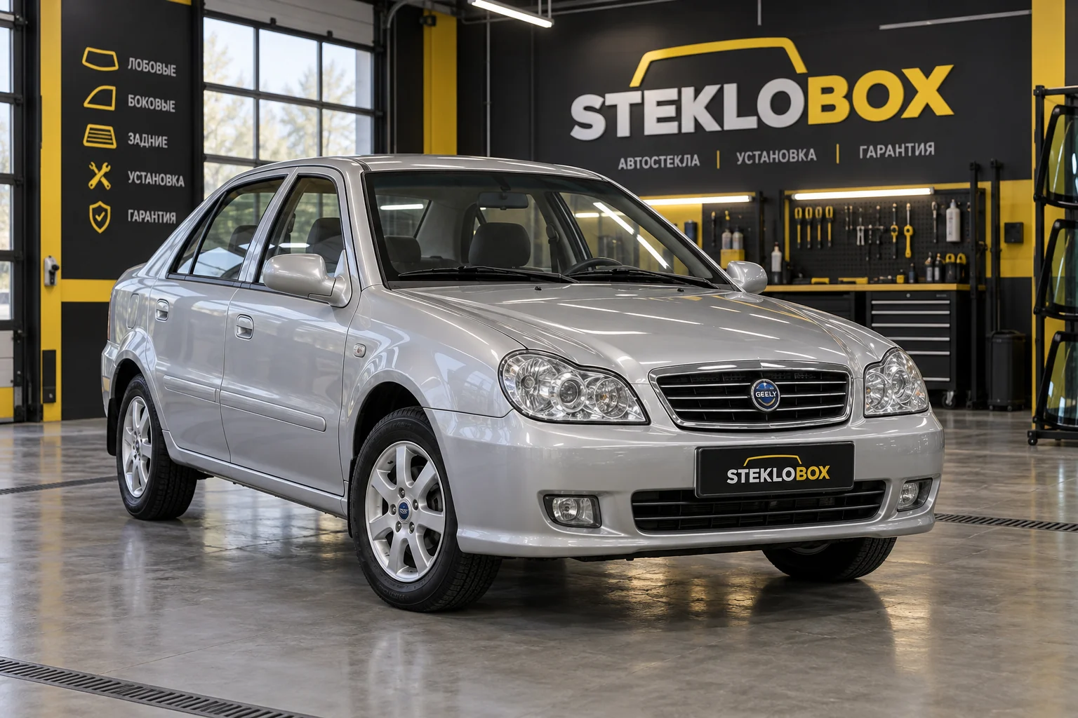 Geely CK в установочном центре STEKLOBOX