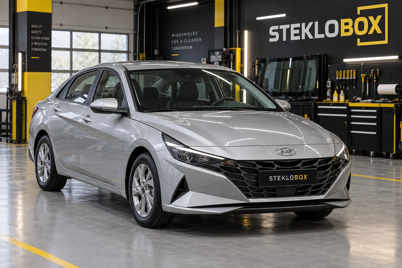 Hyundai Elantra VII (CN7) в установочном центре STEKLOBOX