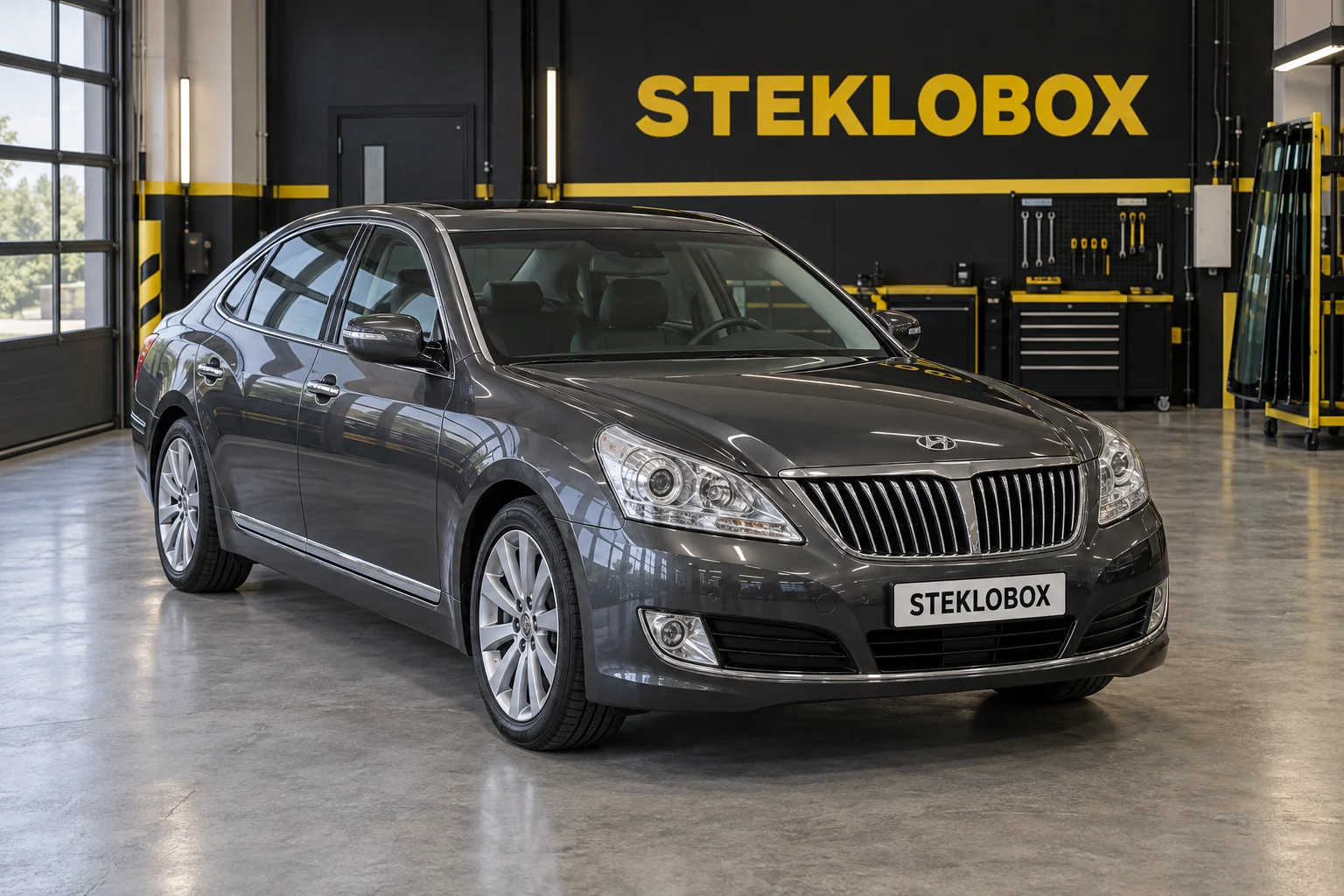 Hyundai Equus II в установочном центре STEKLOBOX