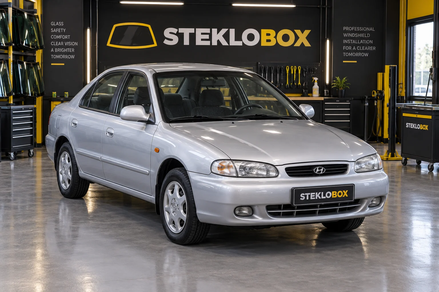 Hyundai Lantra II в установочном центре STEKLOBOX