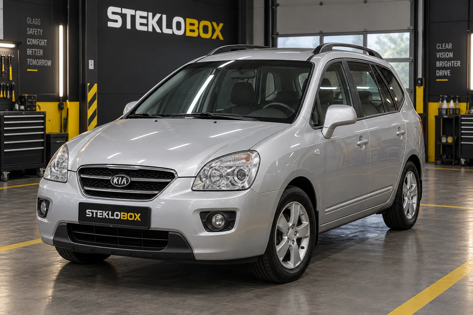 Kia Carens II (UN) в установочном центре STEKLOBOX