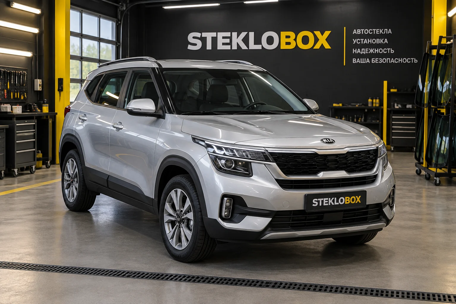 Kia Seltos I в установочном центре STEKLOBOX