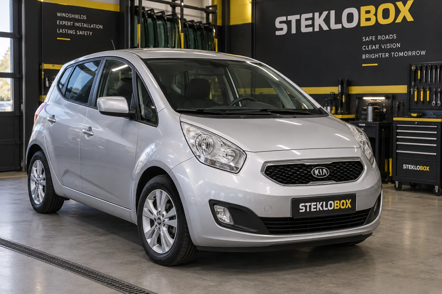 Kia Venga в установочном центре STEKLOBOX