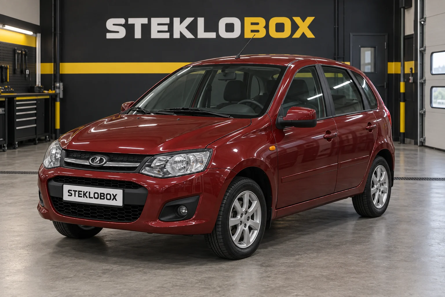 Lada Kalina II в установочном центре STEKLOBOX