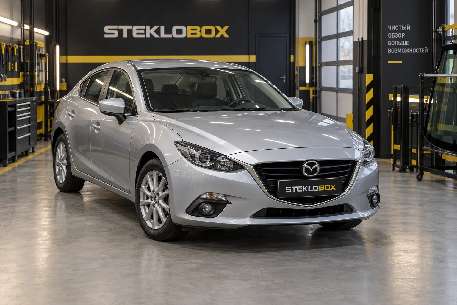 Mazda 3 III BM в установочном центре STEKLOBOX