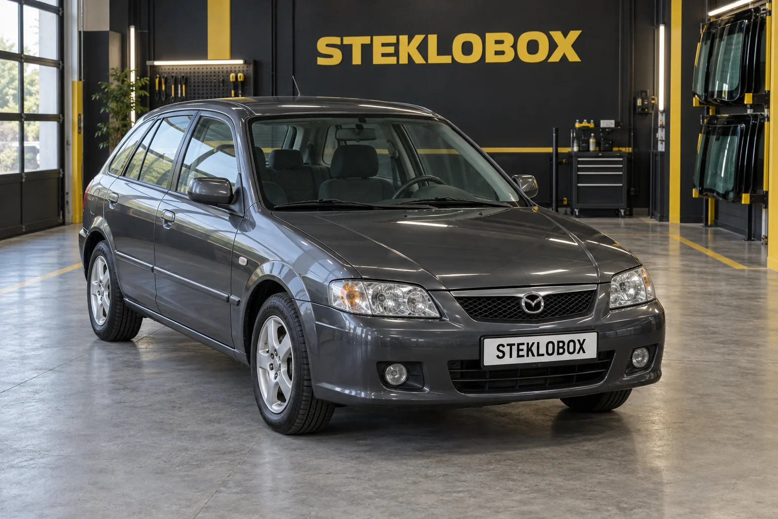 Mazda 323 VI BJ в установочном центре STEKLOBOX