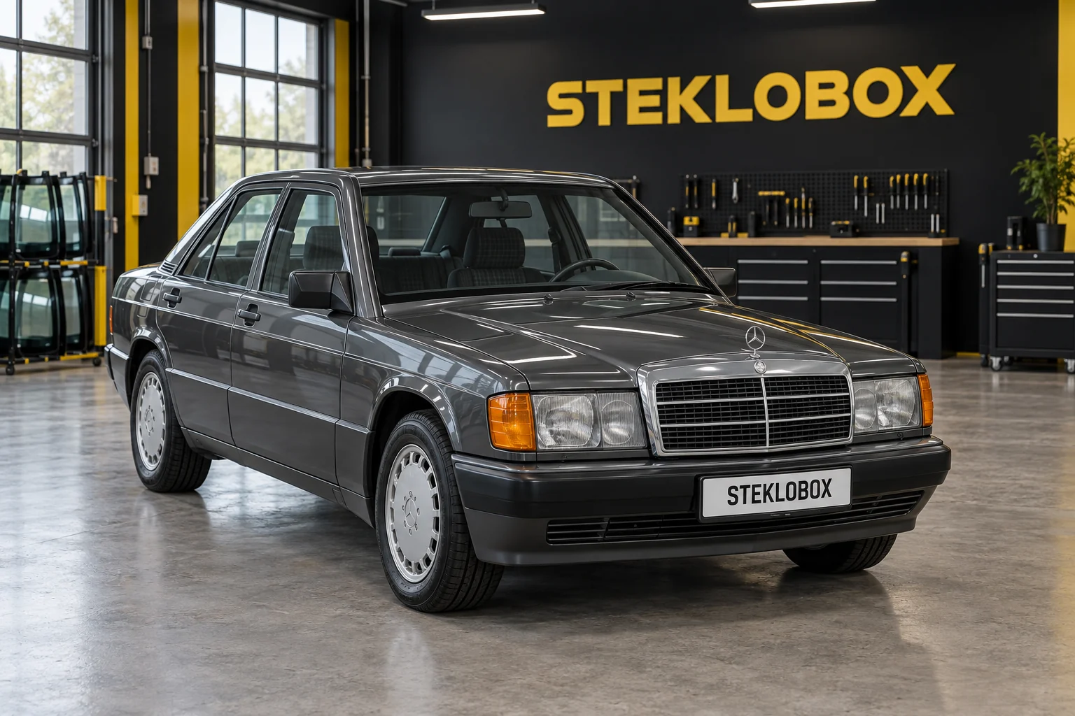 Mercedes-Benz 190 W201 в установочном центре STEKLOBOX