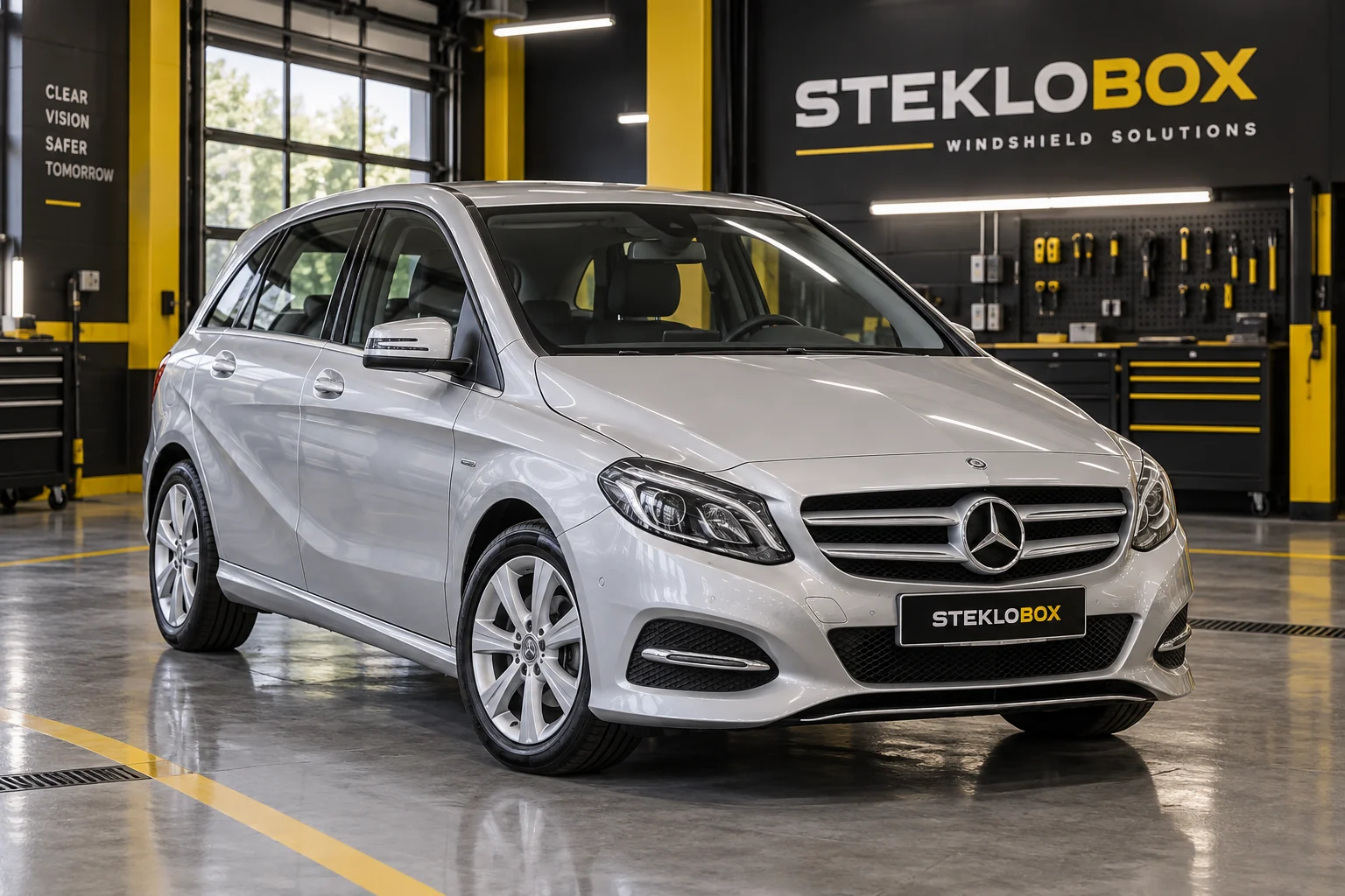Mercedes-Benz B-Class W246 II в установочном центре STEKLOBOX