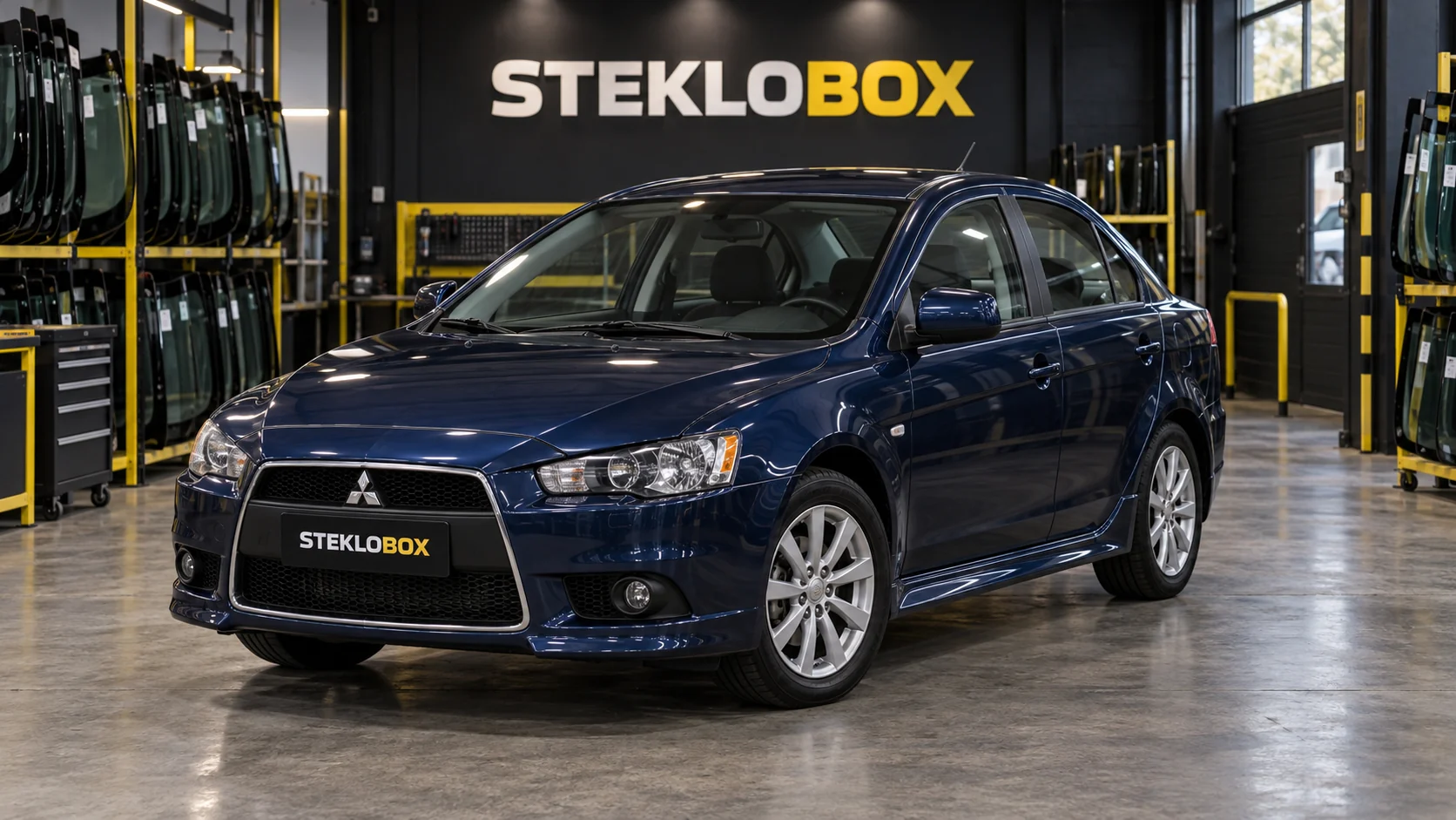 Mitsubishi Lancer X в установочном центре STEKLOBOX