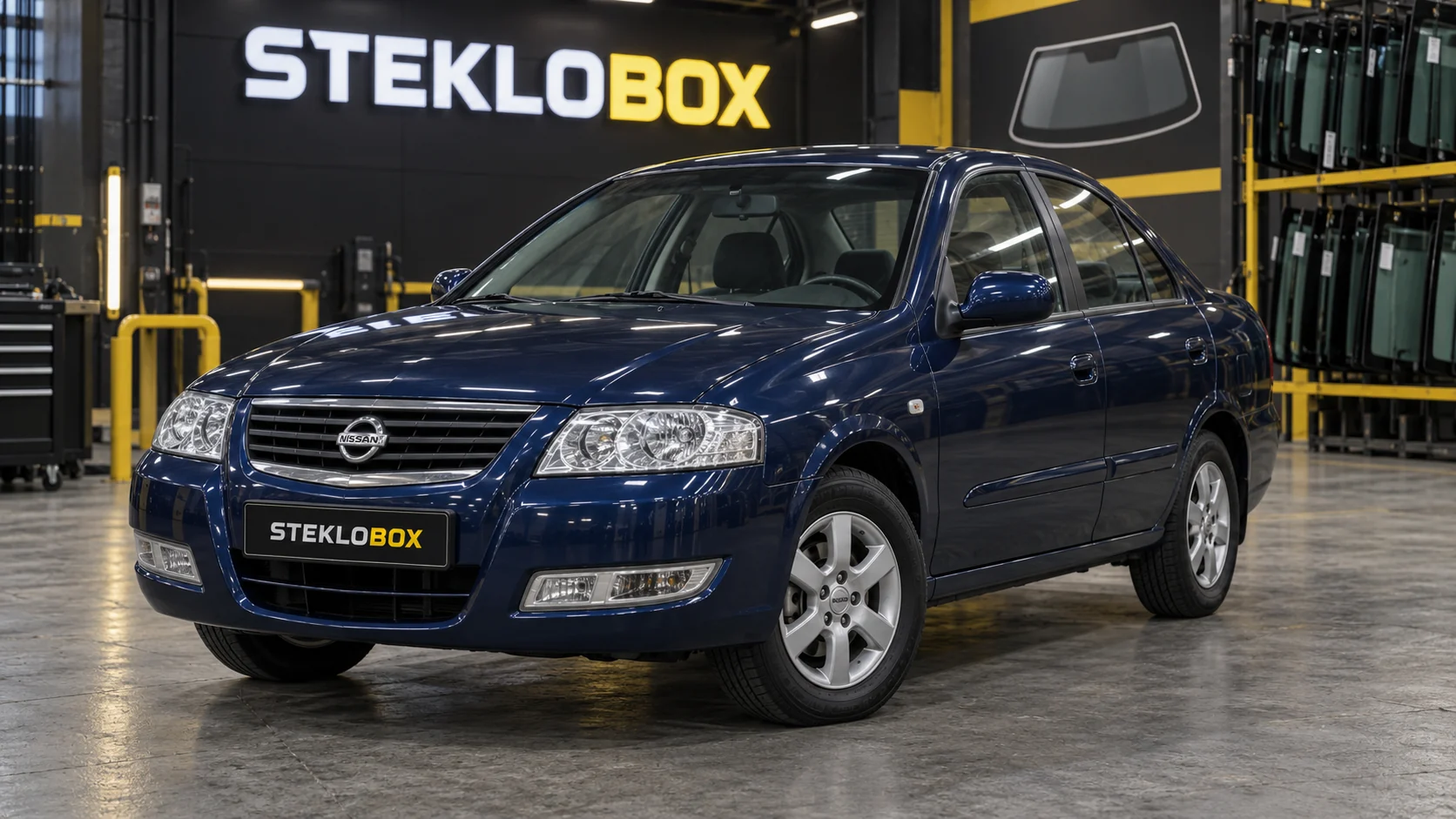 Nissan Almera Classic в установочном центре STEKLOBOX