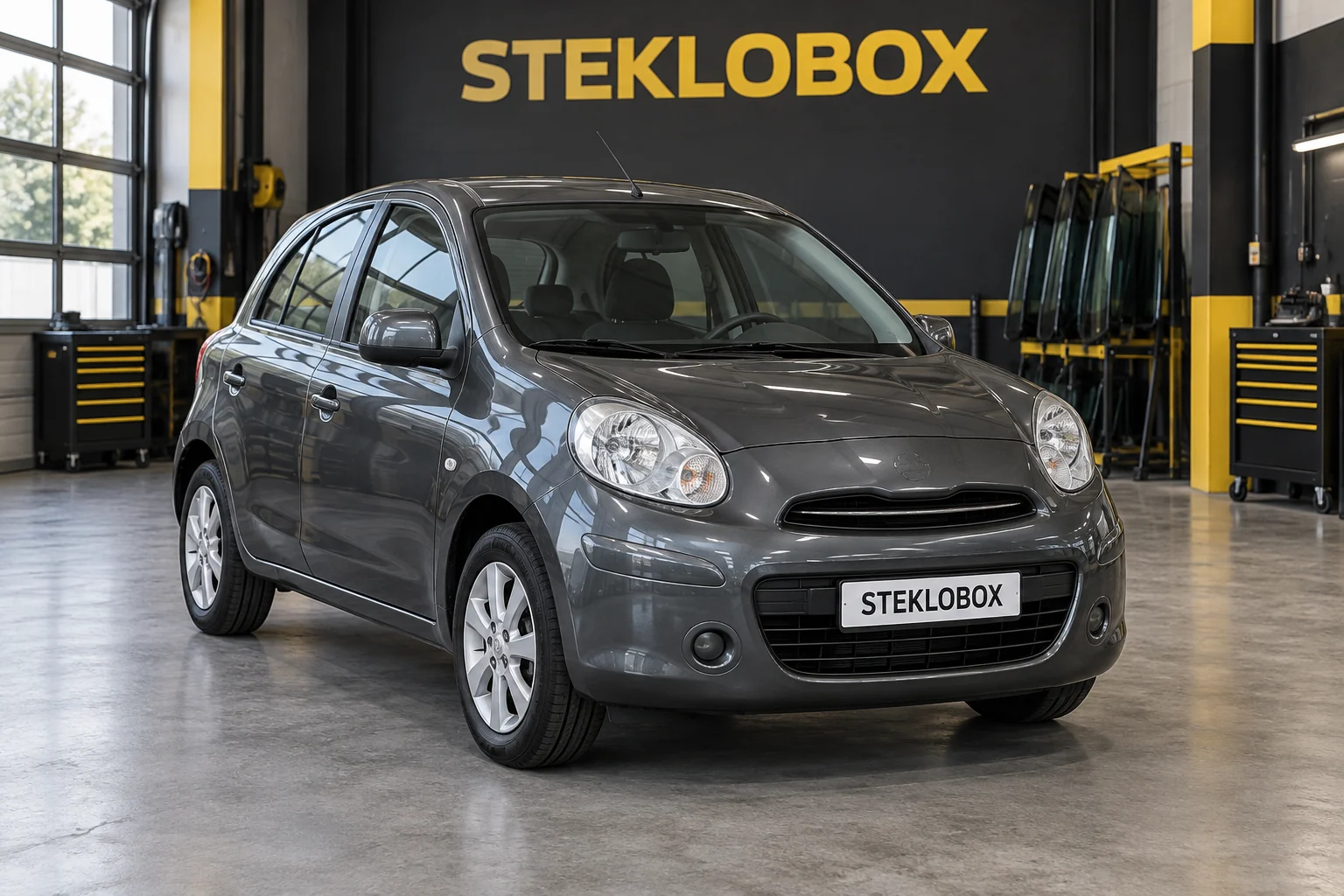 Nissan Micra IV K13 в установочном центре STEKLOBOX