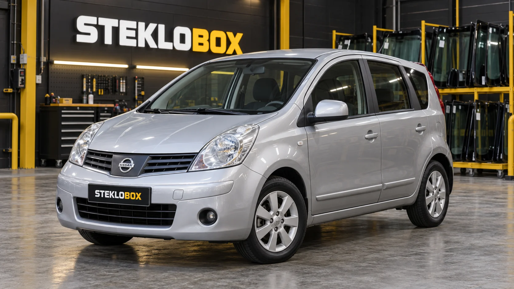 Nissan Note E11 в установочном центре STEKLOBOX