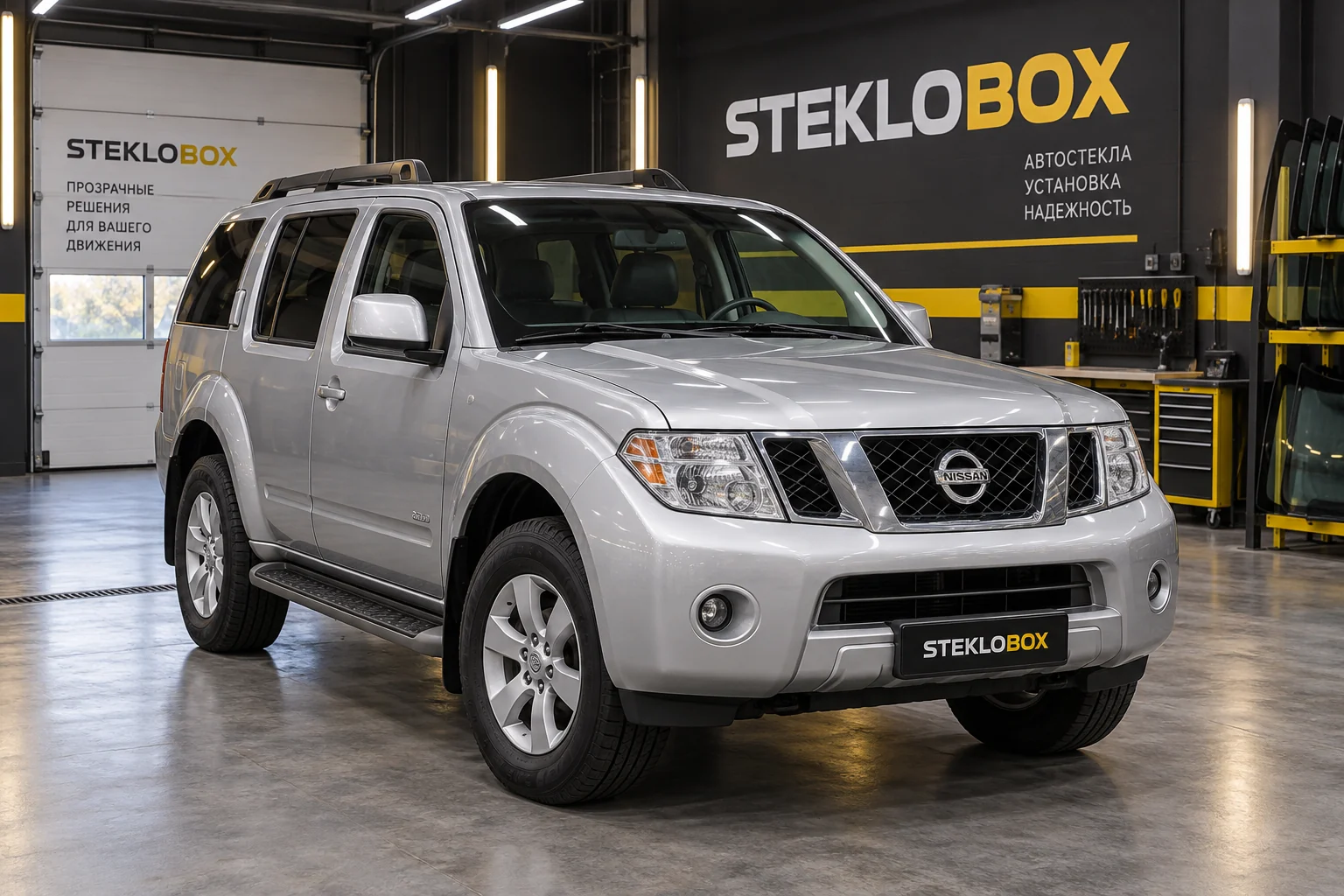 Nissan Pathfinder III R51 в установочном центре STEKLOBOX