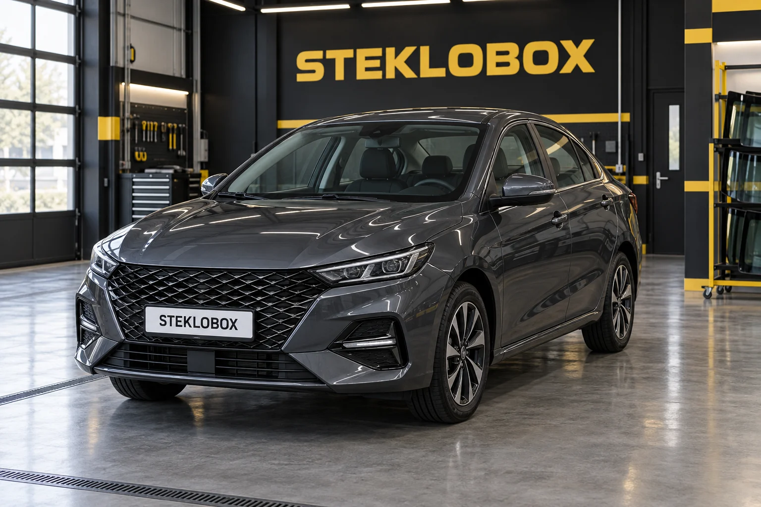Omoda S5 в установочном центре STEKLOBOX