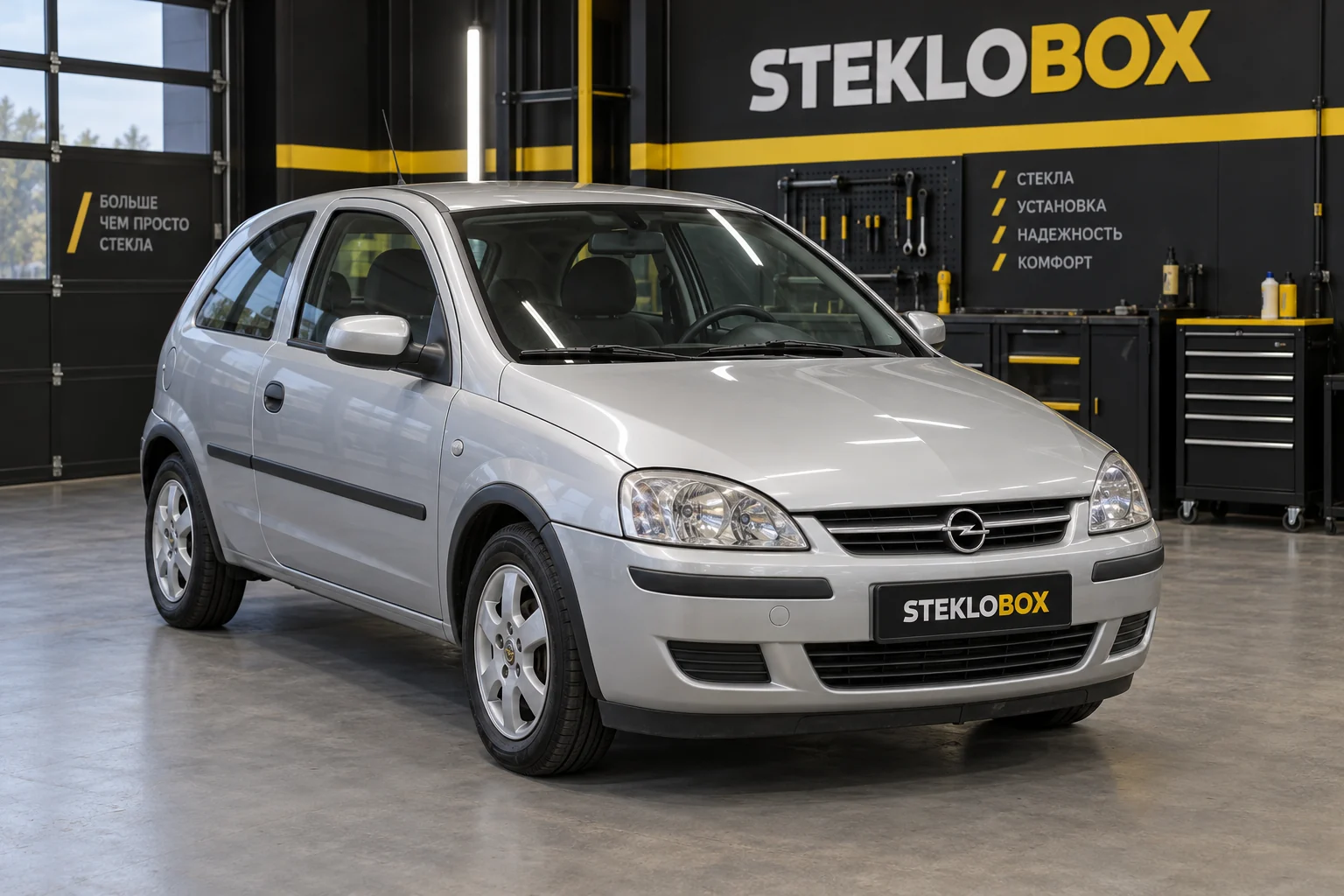 Opel Corsa C в установочном центре STEKLOBOX