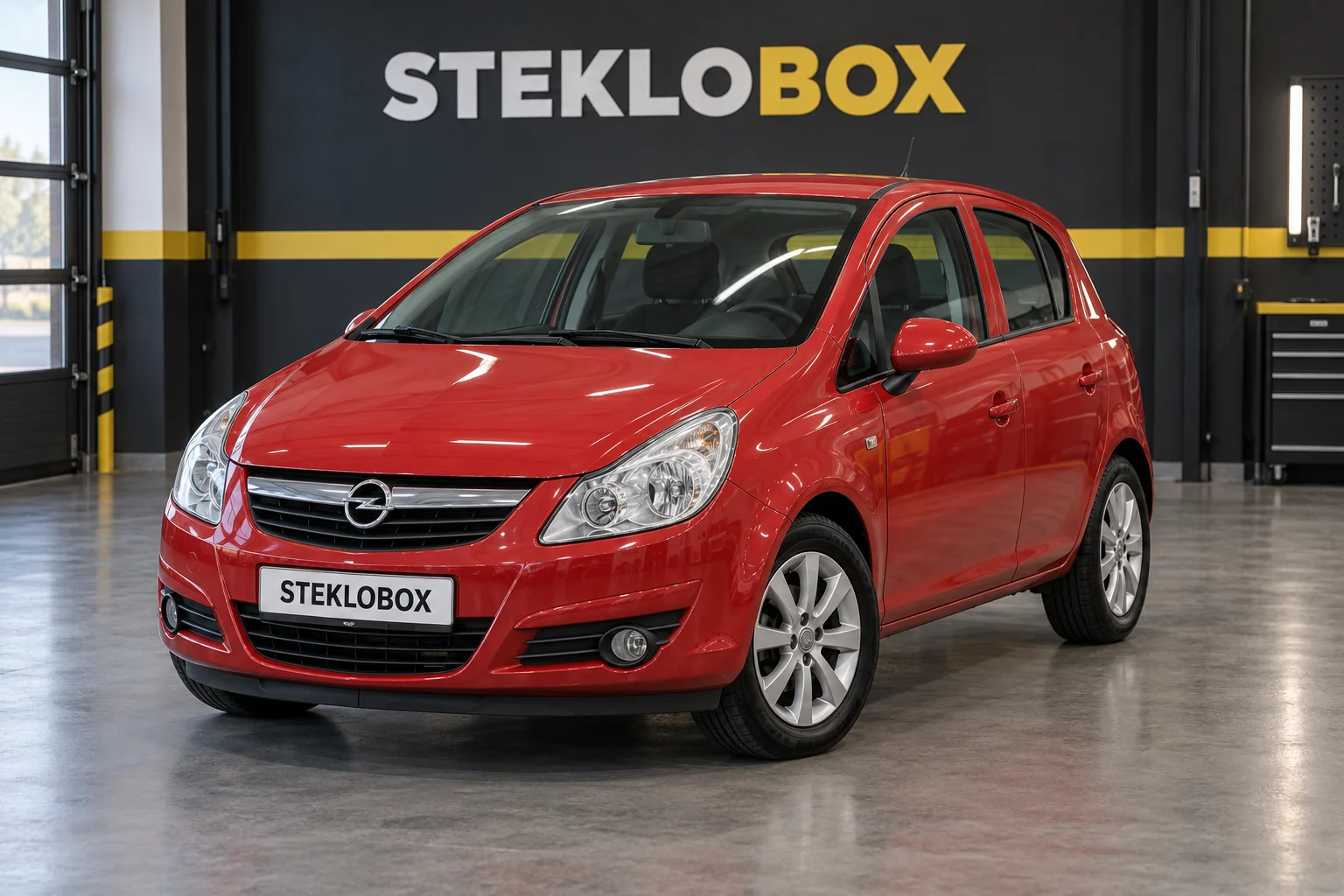 Opel Corsa D в установочном центре STEKLOBOX