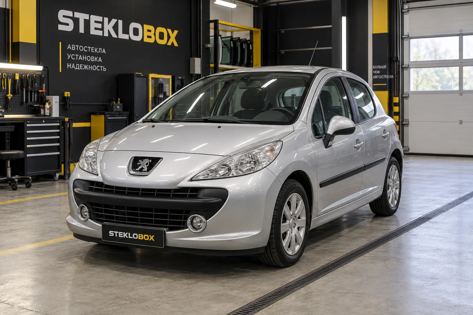Peugeot 207 в установочном центре STEKLOBOX