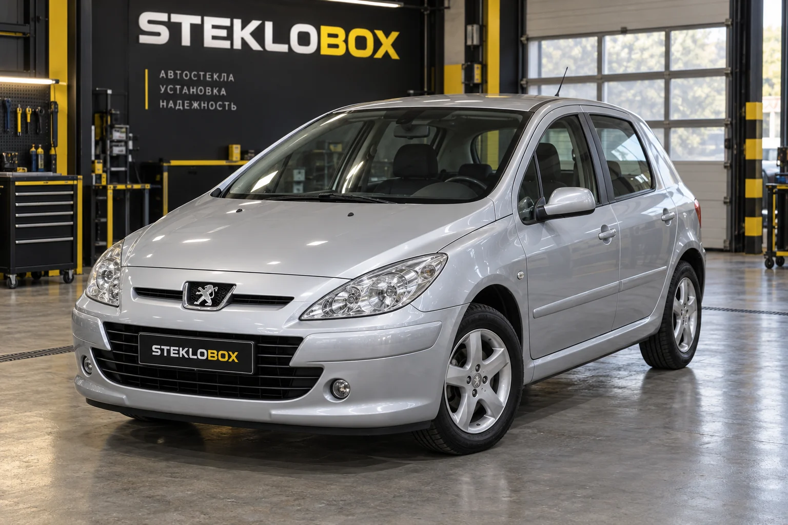 Peugeot 307 в установочном центре STEKLOBOX