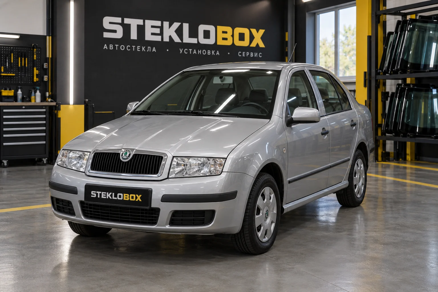 Skoda Fabia I в установочном центре STEKLOBOX