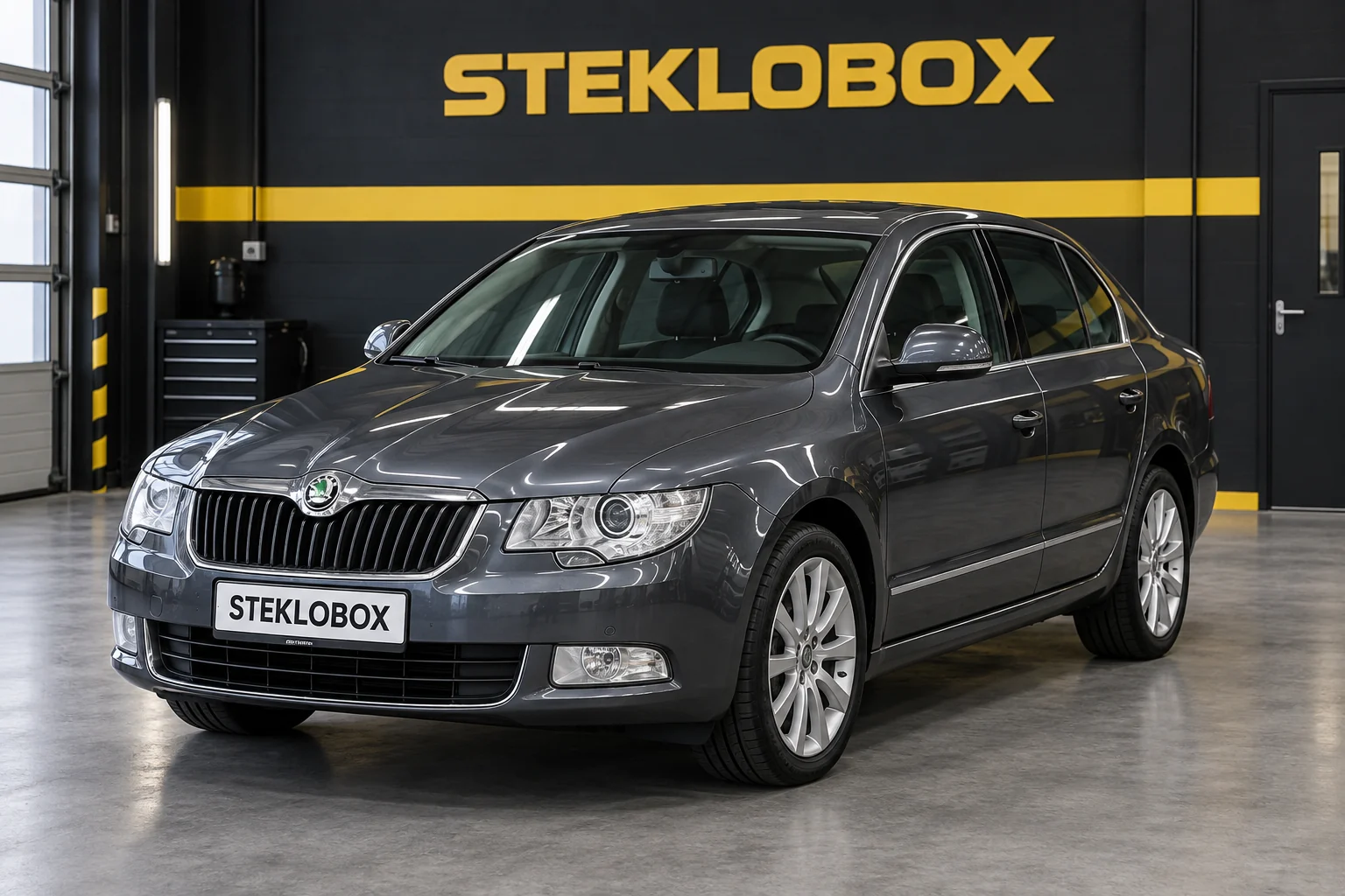 Skoda Superb II в установочном центре STEKLOBOX